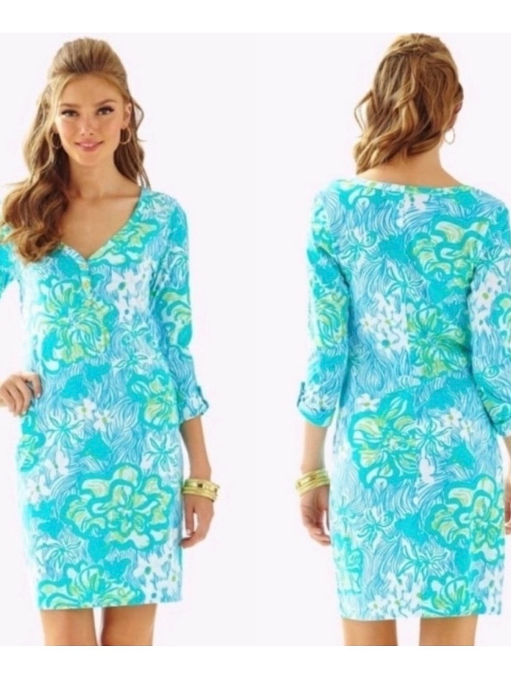 Lilly Pulitzer Women’s Wave Rider Floral V-Neck Pima Cotton Dress M - Picture 8 of 8